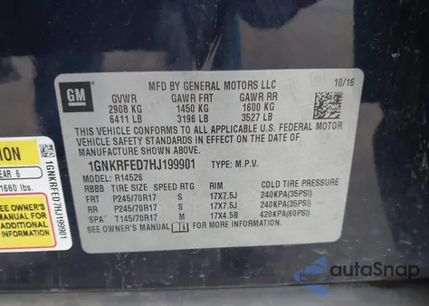 2017 Chevrolet Traverse Ls z USA, uszkodzony, nr VIN 1GNKRFED7HJ199901